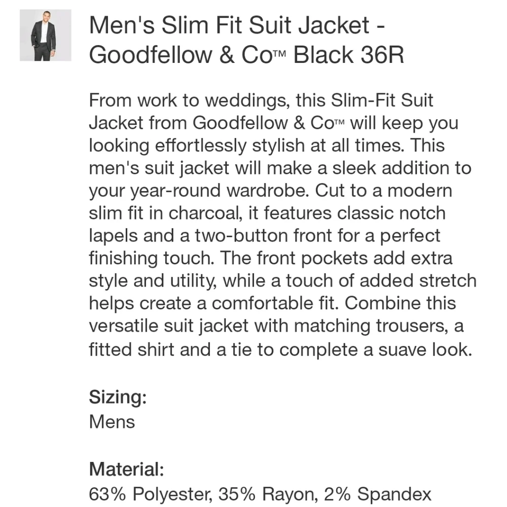 Goodfellow & Co Men's Slim Fit Suit Jacket
